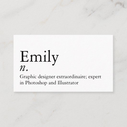 Eenvoudige moderne naamdefinitie aangepaste QR-cod Visitekaartje (Voorkant)