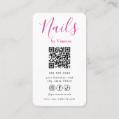 Eenvoudige Moderne Nagelkunst QR Code Nageltechnic Visitekaartje (Achterkant)