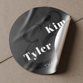 Eenvoudige moderne namen monogram dank je bruiloft ronde sticker