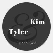 Eenvoudige moderne namen monogram dank je bruiloft ronde sticker (Voorkant)