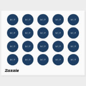 Eenvoudige Moderne Navy Blauwe Trouw Ronde Sticker (Vel)