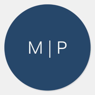 Eenvoudige Moderne Navy Blauwe Trouw Ronde Sticker