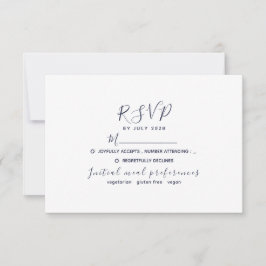 Eenvoudige Moderne Navy Blauwe Trouw RSVP Kaartje
