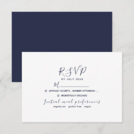 Eenvoudige Moderne Navy Blauwe Trouw RSVP Kaartje