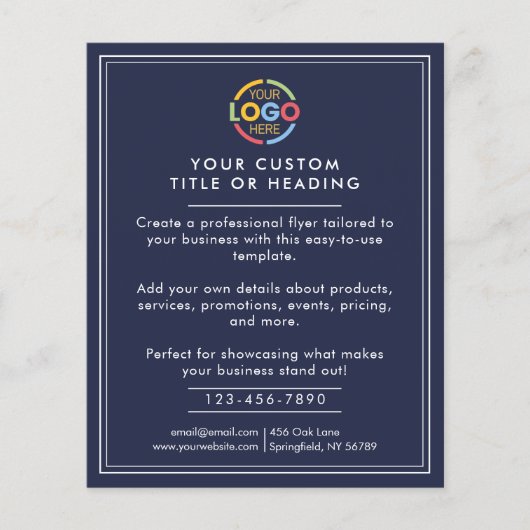 Eenvoudige moderne Navy Blue Business Logo Promoti Flyer (Voorkant)