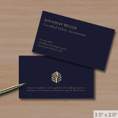 Eenvoudige moderne Navy Blue Gold Logo Visitekaartje