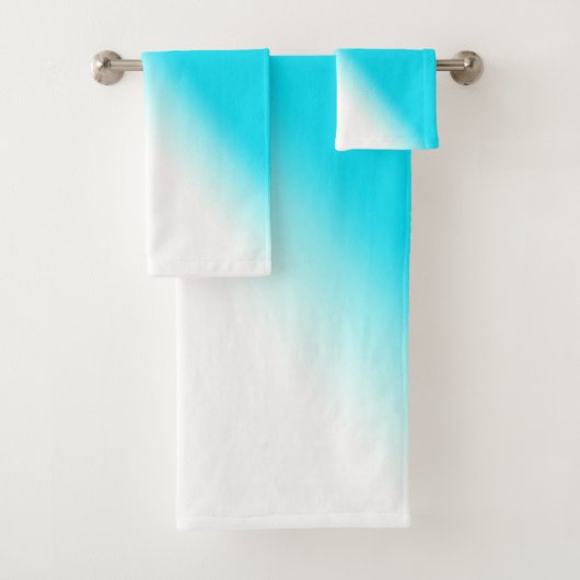 Eenvoudige, moderne Neon Blue White Abstracte grad Bad Handdoek (Insitu)