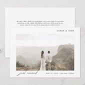 Eenvoudige moderne, net gehuwde foto van het scrip aankondiging (Voorkant / Achterkant)