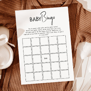 Eenvoudige Moderne Neutraal Baby shower Baby Bingo Kaart