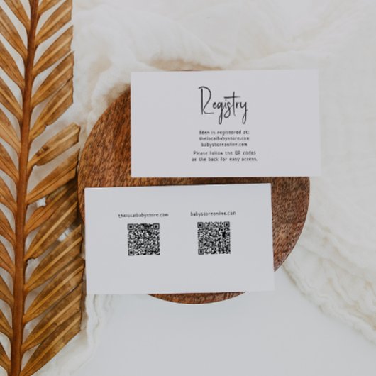 Eenvoudige moderne Neutral Baby Registry QR-codes Informatiekaartje