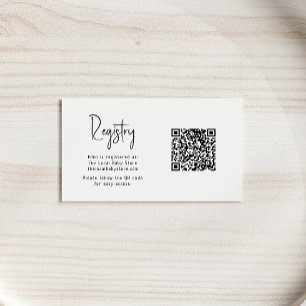 Eenvoudige moderne Neutral Baby shower Registry QR Informatiekaartje