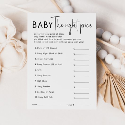 Eenvoudige moderne neutrale Baby De juiste prijs K Kaart