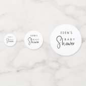 Eenvoudige Moderne Neutrale Baby showers Tafel Con Confetti (Achterkanten)