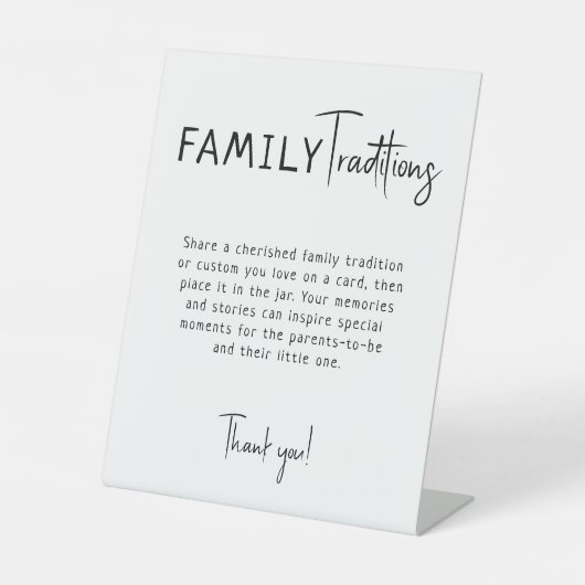 Eenvoudige moderne neutrale familietradities reclamebord met voetstuk (Voorkant)