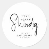 Eenvoudige moderne neutrale kleine menselijke glan ronde sticker (Voorkant)