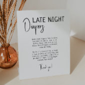 Eenvoudige moderne neutrale late night luiers reclamebord met voetstuk