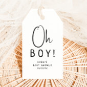 Eenvoudige moderne neutrale Oh Boy! Baby Shower Cadeaulabel