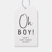 Eenvoudige moderne neutrale Oh Boy! Baby Shower Cadeaulabel (Voorkant)