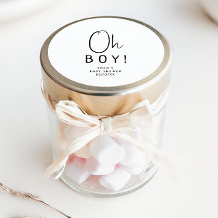 Eenvoudige moderne neutrale Oh Boy! Baby shower-gu Ronde Sticker