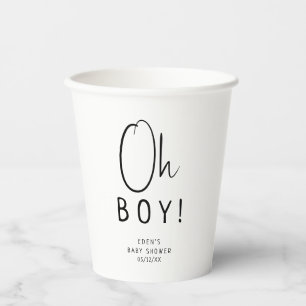 Eenvoudige moderne neutrale Oh Boy! Baby Shower Papieren Bekers