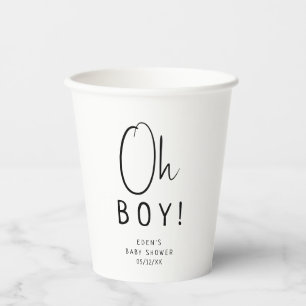 Eenvoudige moderne neutrale Oh Boy! Baby Shower Papieren Bekers