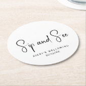 Eenvoudige moderne neutrale sip en see ronde kartonnen onderzetter (Gebogen)