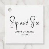 Eenvoudige moderne neutrale sip en zie Baby shower Bedankjes Labels (Voorkant)