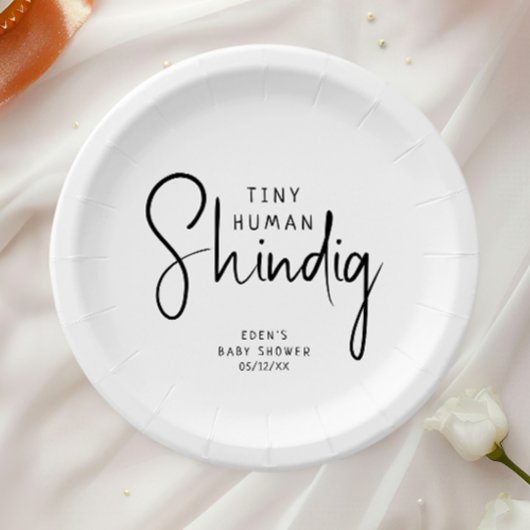 Eenvoudige moderne neutrale Tiny Human Shindig Papieren Bordje