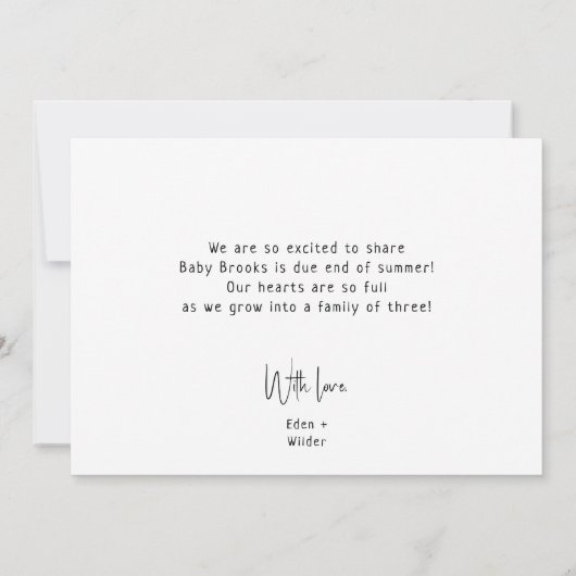 Eenvoudige moderne neutrale zwangerschap aankondiging (Achterkant)