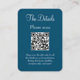 Eenvoudige Moderne Oceaan Blauwe Huwelijksdetails  Informatiekaartje