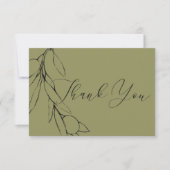 Eenvoudige moderne olijfgroene olijftak bedankkaart (Voorkant)