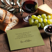 Eenvoudige moderne olijfgroene olijftak bedankkaart