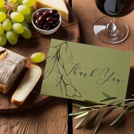 Eenvoudige moderne olijfgroene olijftak bedankkaart