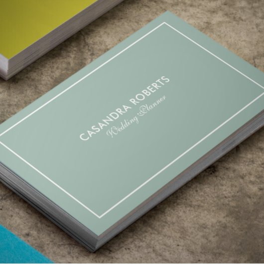 Eenvoudige moderne omkeerbare Sage-Green & White B Visitekaartje