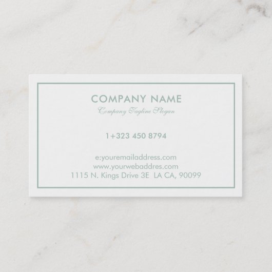 Eenvoudige moderne omkeerbare Sage-Green & White B Visitekaartje (Achterkant)