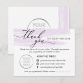 Eenvoudige moderne online winkel Paarse kleine bed Bedankkaart (Voorkant / Achterkant)