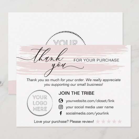 Eenvoudige moderne online winkelaankoop voor klein bedankkaart (Voorkant / Achterkant)