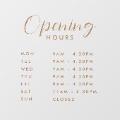 Eenvoudige moderne openingsuren winkel handgeschre raamsticker (Vel)