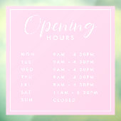 Eenvoudige moderne openingsuren winkel roze raamsticker (Vel 3)