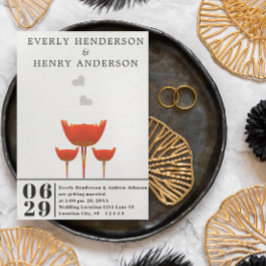 Eenvoudige moderne Oranje papavers & harten bruilo Kaart