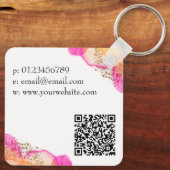 Eenvoudige moderne Oranje roze QR Code Square Busi Sleutelhanger (Achterkant)