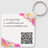 Eenvoudige moderne Oranje roze QR Code Square Busi Sleutelhanger (Achterkant)
