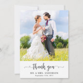 Eenvoudige moderne paar foto bruiloft gepersonalis bedankkaart (Voorkant)