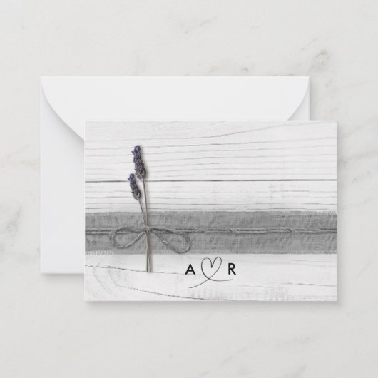 Eenvoudige moderne paar rustieke lavendel bruiloft notitiekaartje (Achterkant)