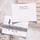 Eenvoudige moderne paar rustieke lavendel bruiloft notitiekaartje