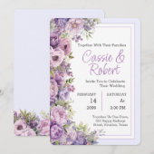 Eenvoudige moderne Paarse bloemenbruiloft uitnodig Kaart (Voorkant / Achterkant)