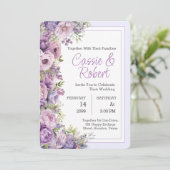 Eenvoudige moderne Paarse bloemenbruiloft uitnodig Kaart (Staand voorkant)
