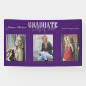 Eenvoudige moderne Paarse foto afstudeerfeestbanne Spandoek (Horizontaal)