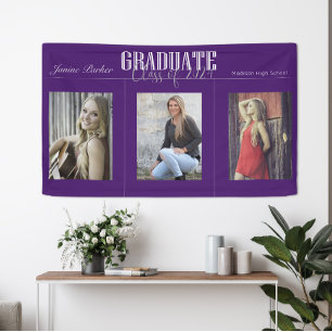 Eenvoudige moderne Paarse foto afstudeerfeestbanne Spandoek