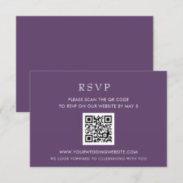 Eenvoudige, moderne Paarse QR-CODE RSVP Kaartje